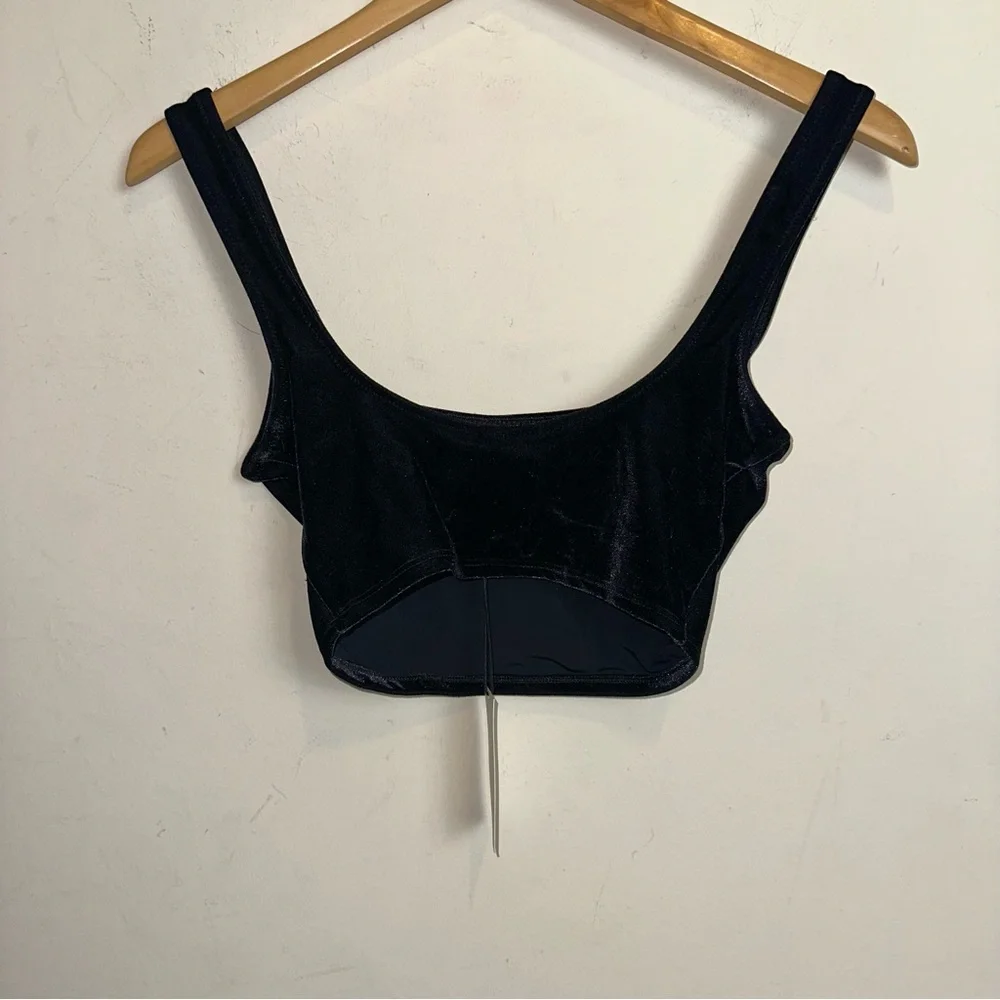 Solid & Striped Velvet Black Swim Top Womens Small Classic Goth Grunge Beach Y2K - Picture 3 of 9